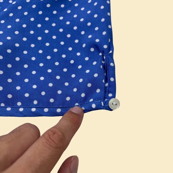 1980s polka-dot blouse by Joanna, size L blue & white vintage 80s/90s shirt - Picture 3 of 9